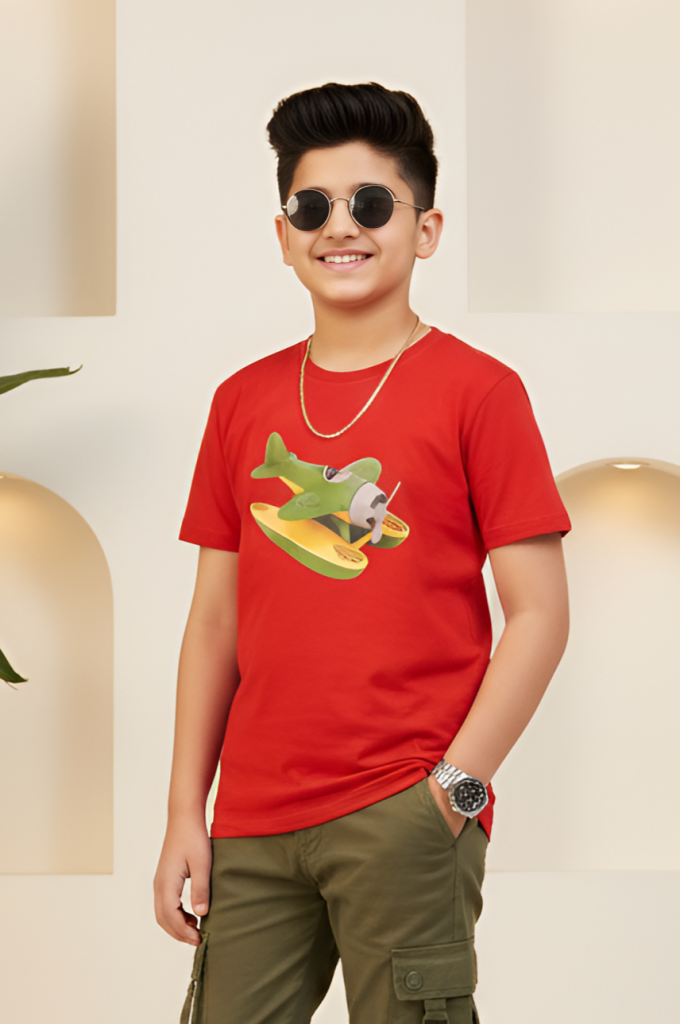ছেলে বাবু/বাচ্চাদের গেঞ্জি, Chele Babu Genji, Bacchader Genji, Rocket Print Boys T-Shirt