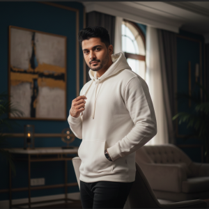 White Hoodie for Men-pose