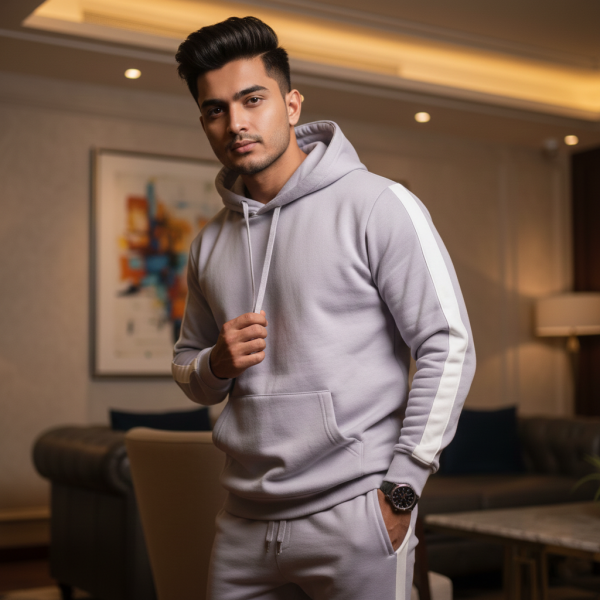 hoodie for men grey cut sew face