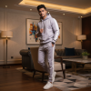 hoodie for men grey cut sew front