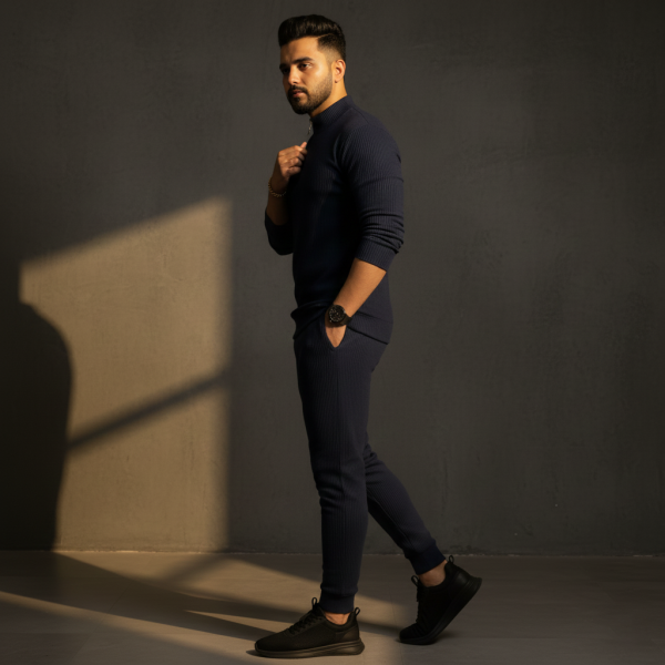 rib high neck full sleeve tee men side